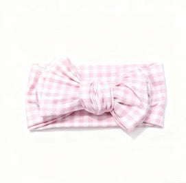 Pink Gingham - Top knot Bow