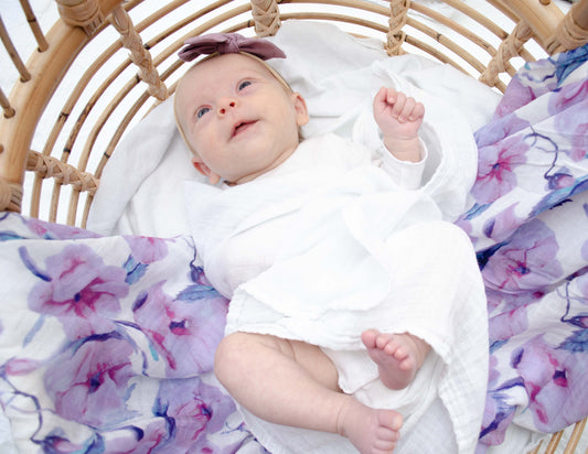 Bamboo Cotton Muslin Wrap - Blossom