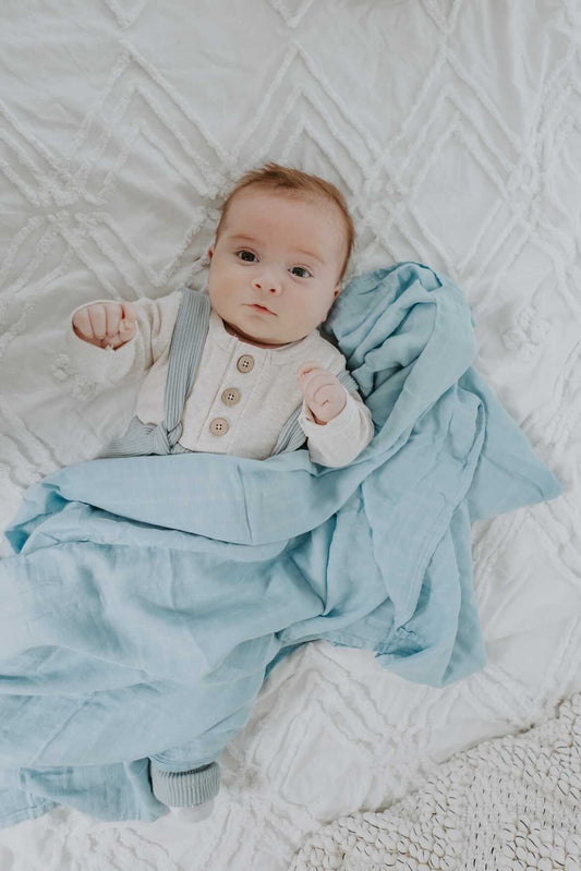 Bamboo Cotton Muslin Wrap - Sea Mist